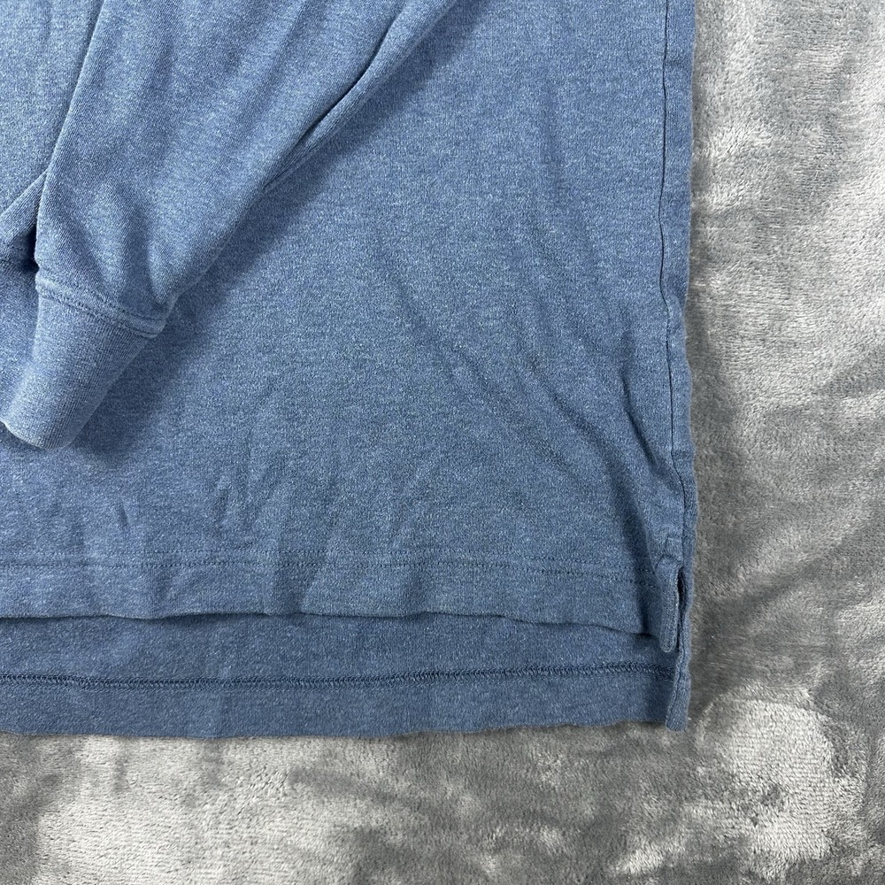 St John's Bay Sueded Polo Shirt Men's Medium Blue Long Sleeve Casual Soft Suede - Picture 5 of 15